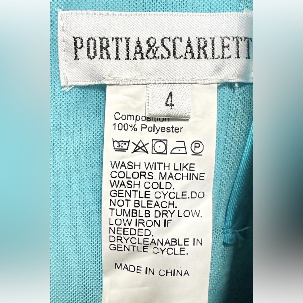 Portia and Scarlett Turquoise Blue Maxi Formal Evening Fitted Gown Size 4 - Picture 16 of 16